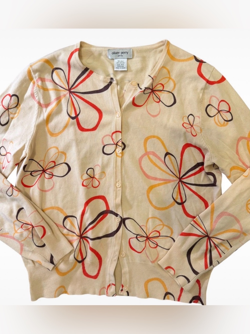 Silk-blend abstract floral Cardigan